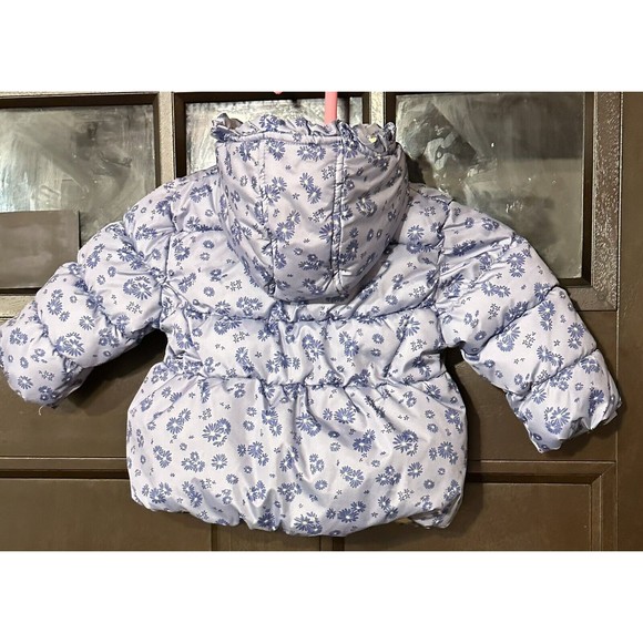 Wippette Kids Purple Puffer Coat Girls 12 Months Toddler Baby Floral Winter - Picture 7 of 13